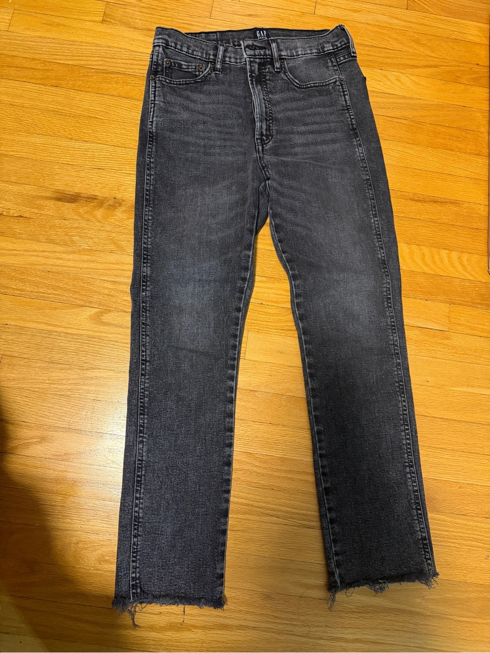 GAP Black Washed Straight-Leg Jeans